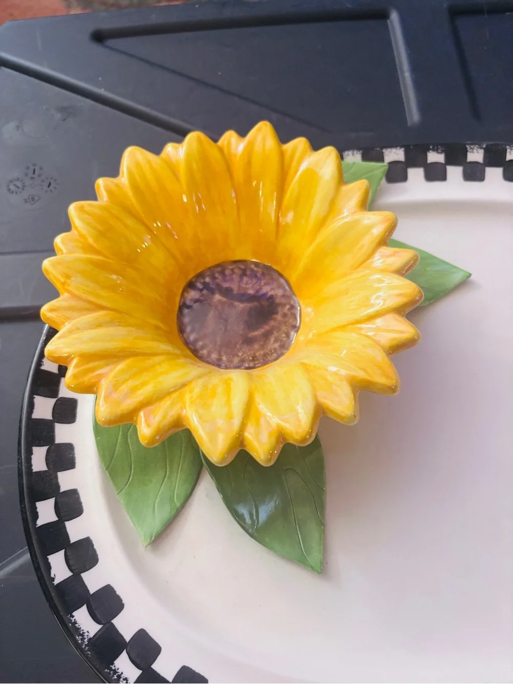 Ceramic Sunflower Serving Platter - Yellow & Green